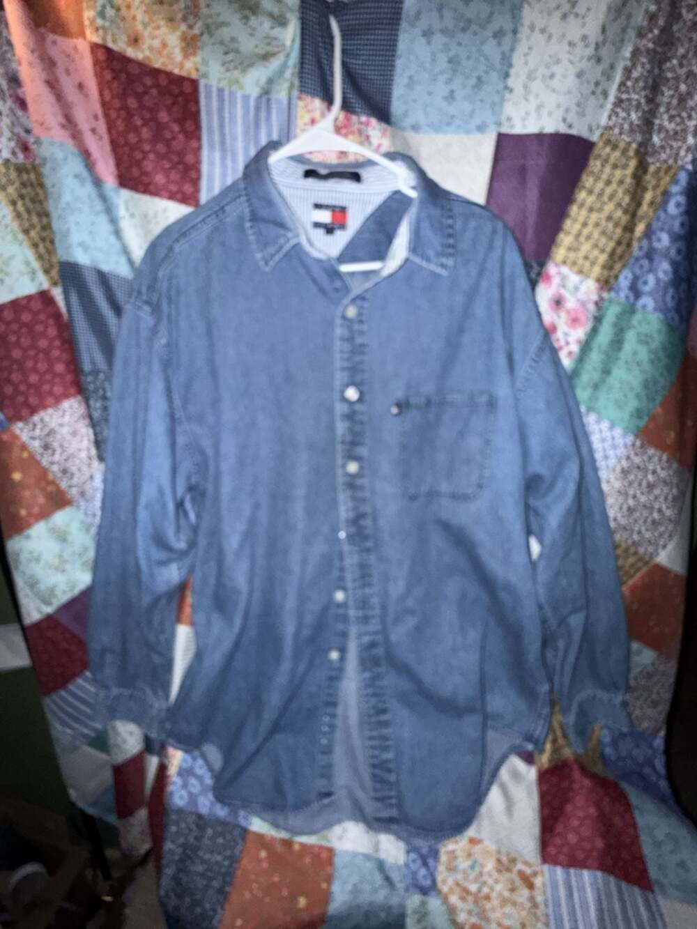 Vintage Tommy Hilfiger Tommy Jeans Blue Denim Button Down Shirt Large